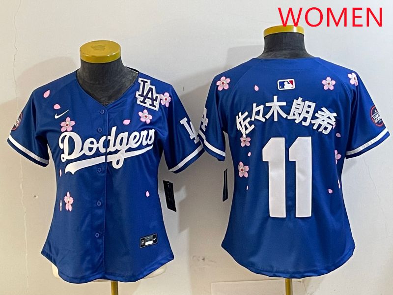 Women Los Angeles Dodgers #11 R.Sasaki Blue Sakura Edition 2025 Nike MLB Jersey style 8